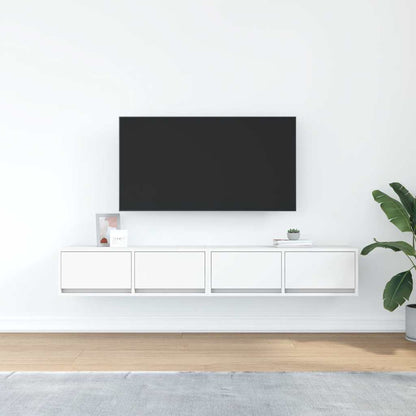 Mobili TV a Parete 2pz Bianchi 80x31x25,5 cm Legno Multistrato