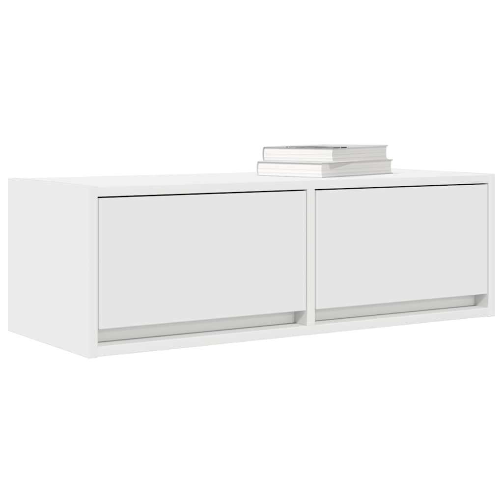 Mobili TV a Parete 2pz Bianchi 80x31x25,5 cm Legno Multistrato