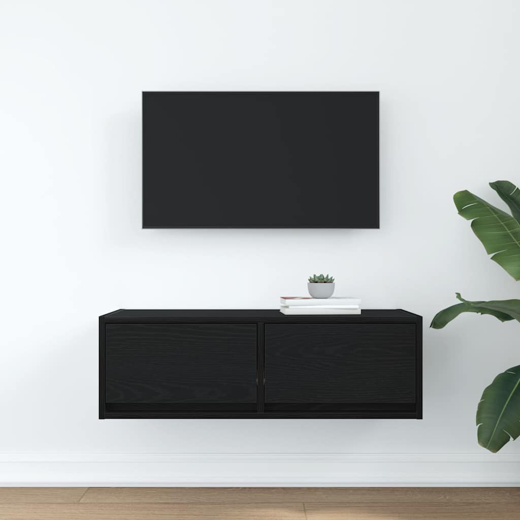 Mobile Porta TV Rovere Nero 80x31x25,5 cm in Legno Multistrato