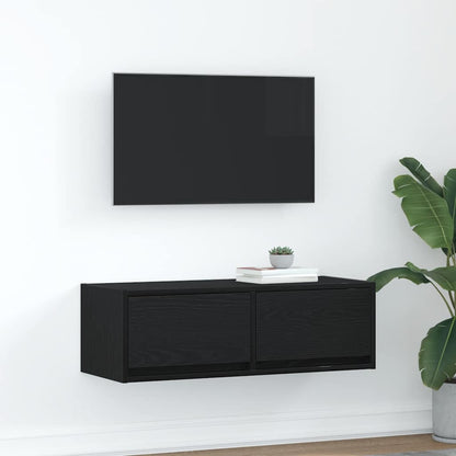 Mobile Porta TV Rovere Nero 80x31x25,5 cm in Legno Multistrato