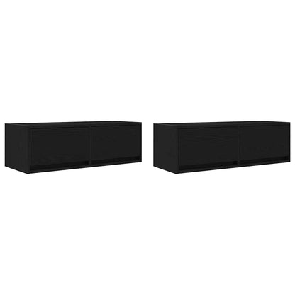Mobili TV 2 pz Rovere Nero 80x31x25,5 cm in Legno Multistrato