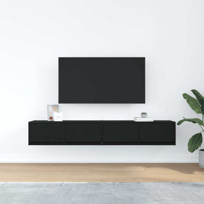 Mobili TV 2 pz Rovere Nero 80x31x25,5 cm in Legno Multistrato