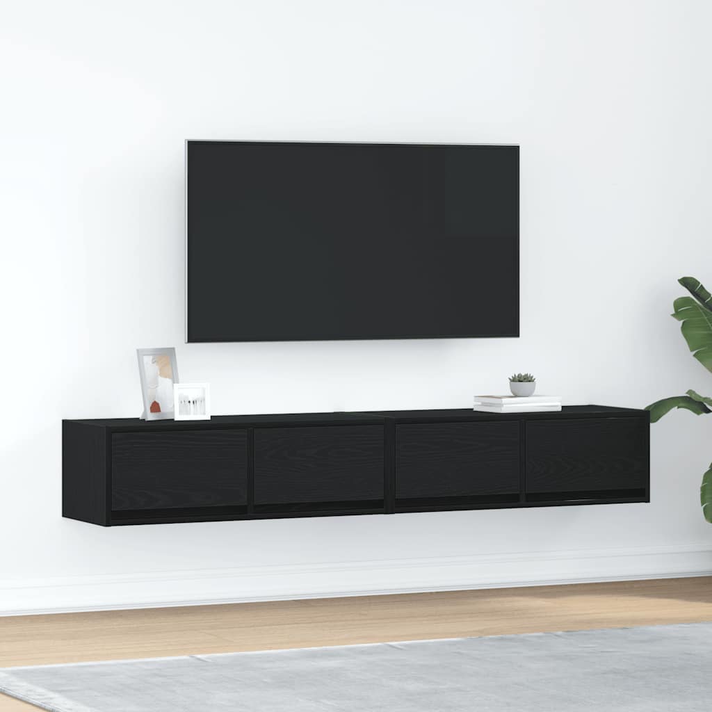 Mobili TV 2 pz Rovere Nero 80x31x25,5 cm in Legno Multistrato