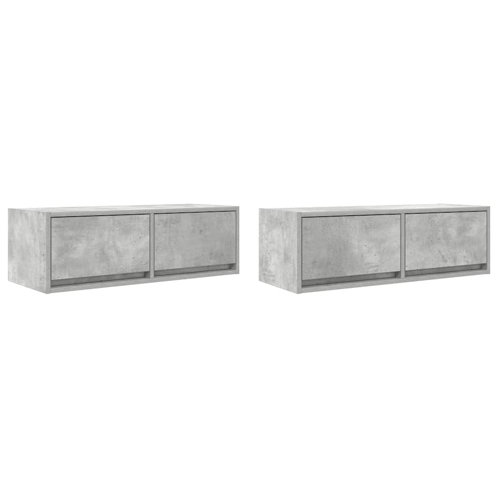 Mobili TV 2 pz Grigio Cemento 80x31x25,5cm in Legno Multistrato