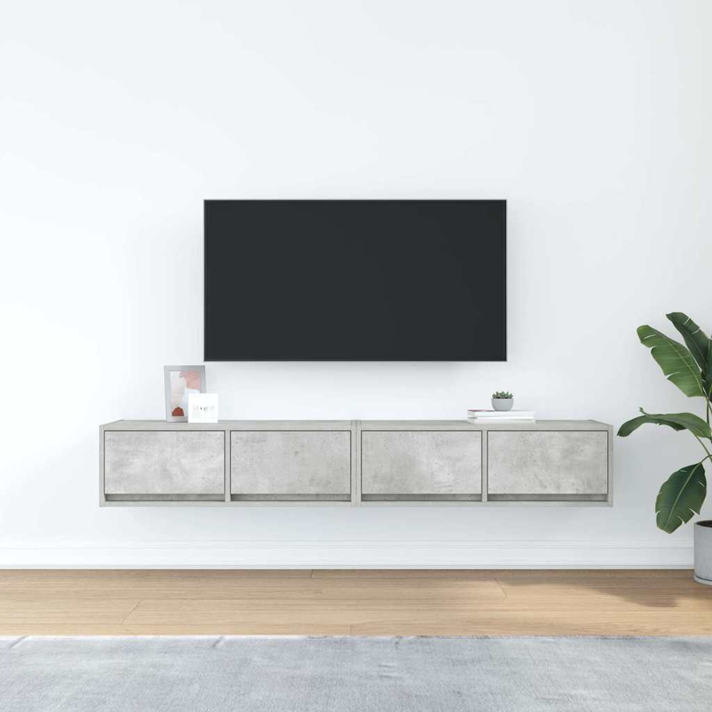 Mobili TV 2 pz Grigio Cemento 80x31x25,5cm in Legno Multistrato