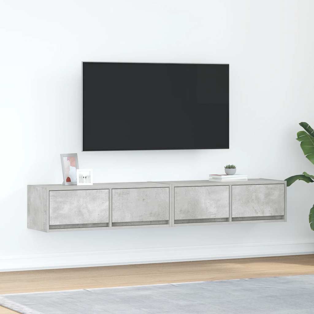 Mobili TV 2 pz Grigio Cemento 80x31x25,5cm in Legno Multistrato