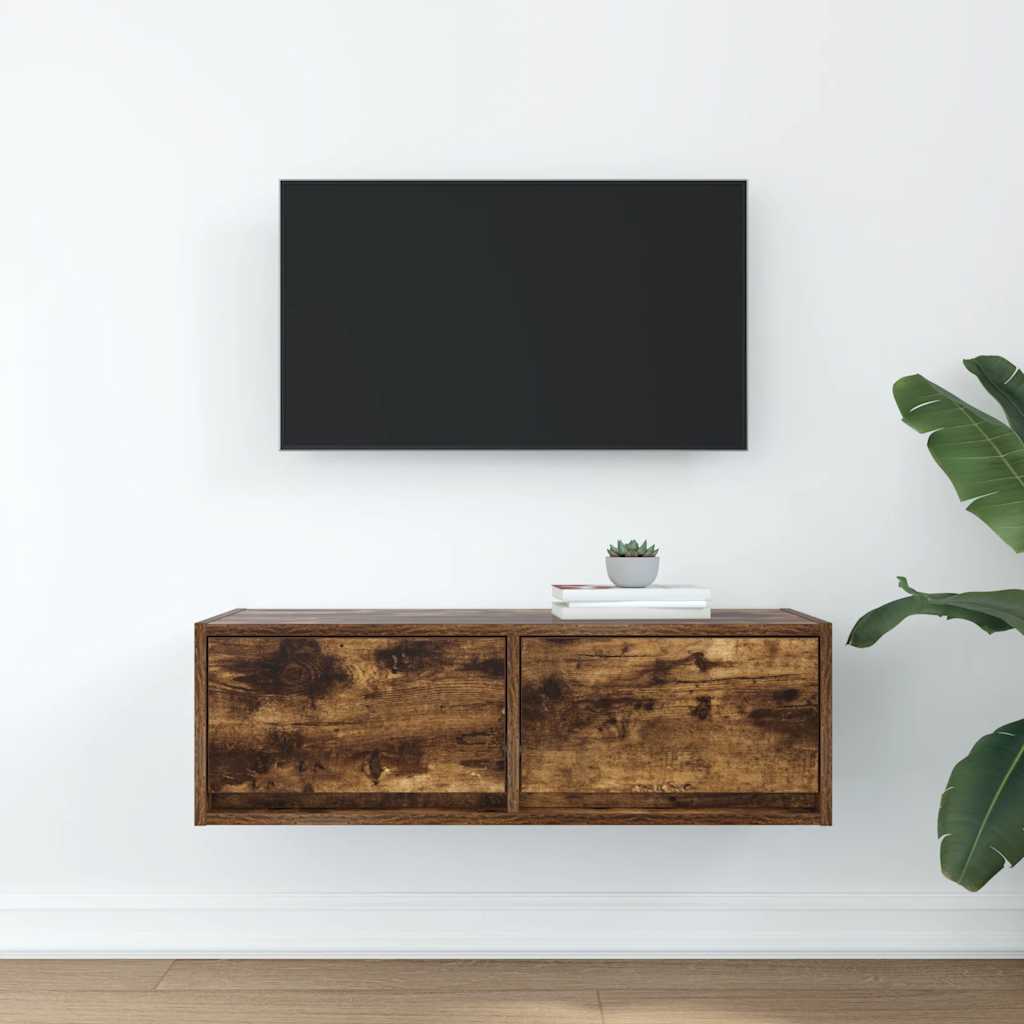 Mobile Porta TV Rovere Fumo 80x31x25,5 cm in Legno Multistrato