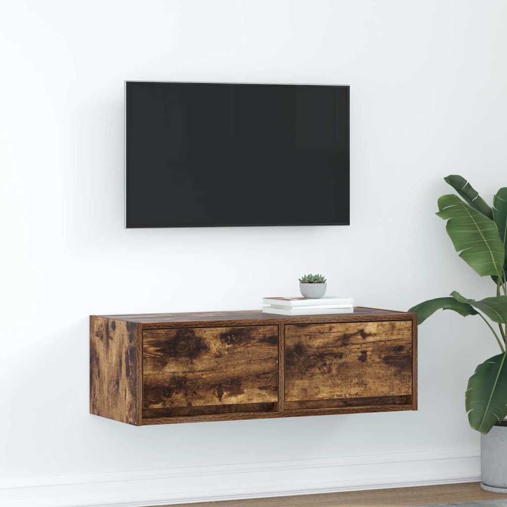 Mobile Porta TV Rovere Fumo 80x31x25,5 cm in Legno Multistrato