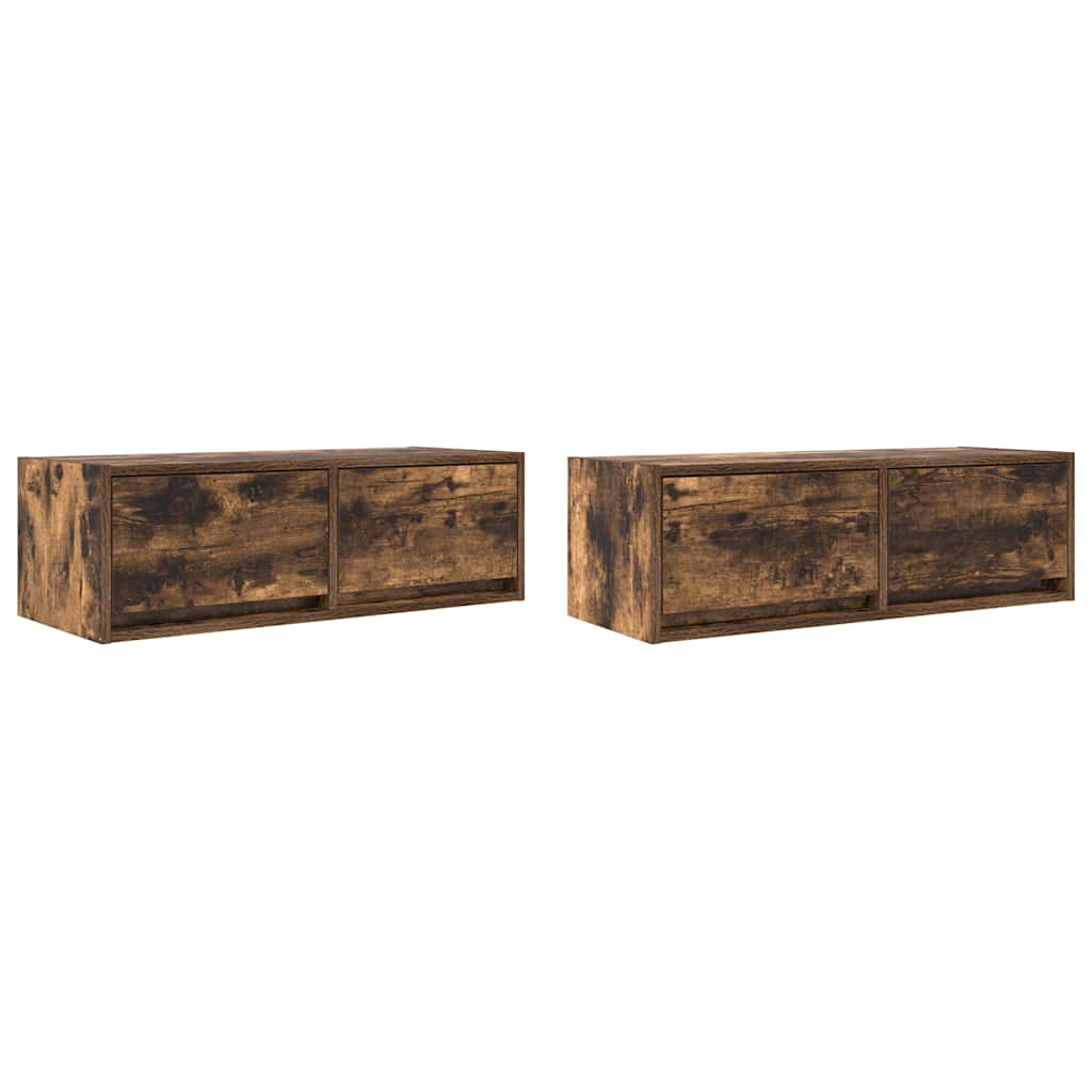 Mobili TV 2 pz Rovere Fumo 80x31x25,5 cm Legno Multistrato