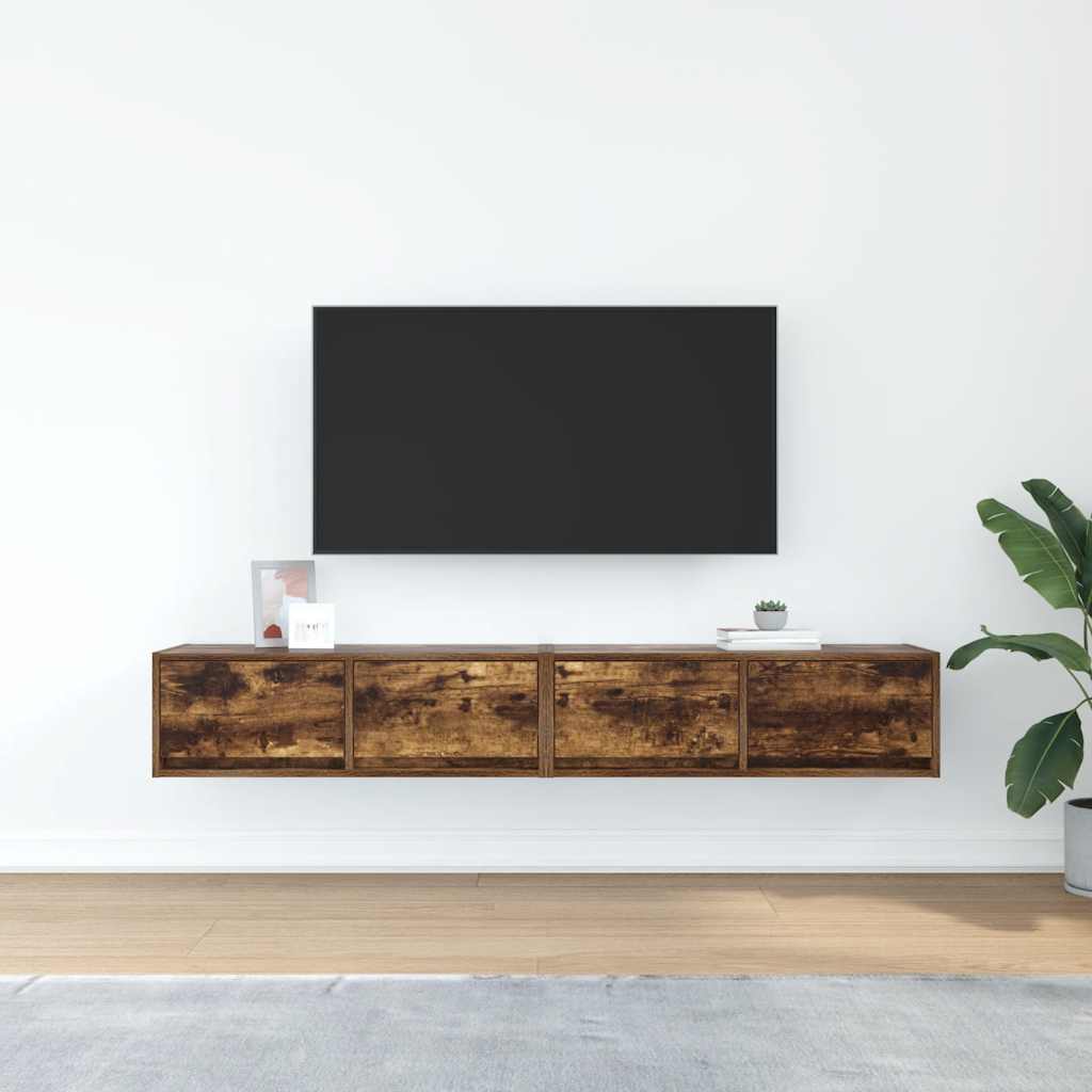 Mobili TV 2 pz Rovere Fumo 80x31x25,5 cm Legno Multistrato