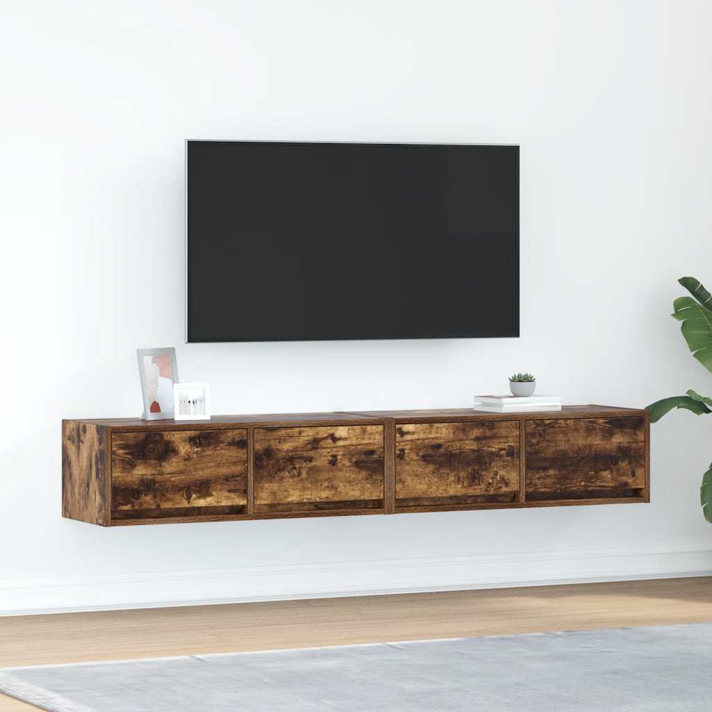 Mobili TV 2 pz Rovere Fumo 80x31x25,5 cm Legno Multistrato