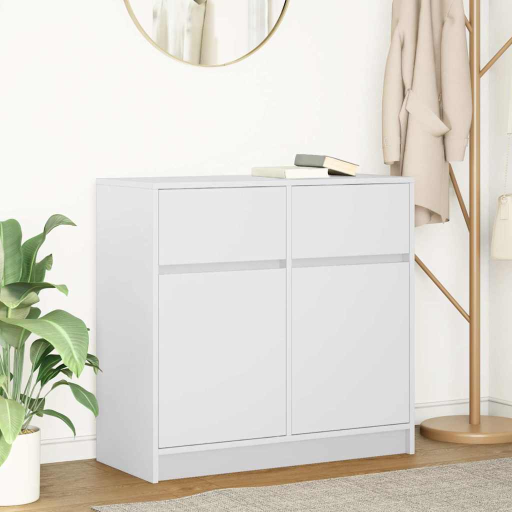 Credenza con Cassetto Bianco 80x34x76 cm in Legno Multistrato