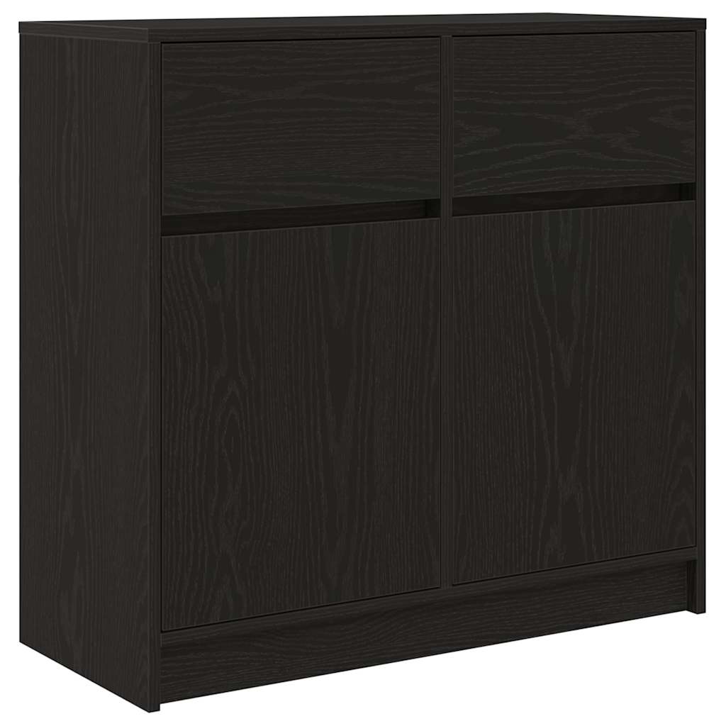 Credenza con Cassetto Rovere Nero 80x34x76 cm Legno Multistrato