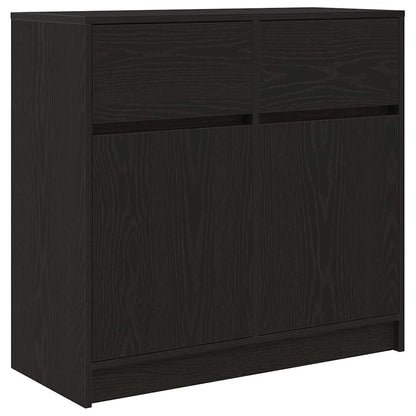 Credenza con Cassetto Rovere Nero 80x34x76 cm Legno Multistrato