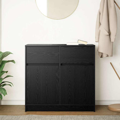 Credenza con Cassetto Rovere Nero 80x34x76 cm Legno Multistrato