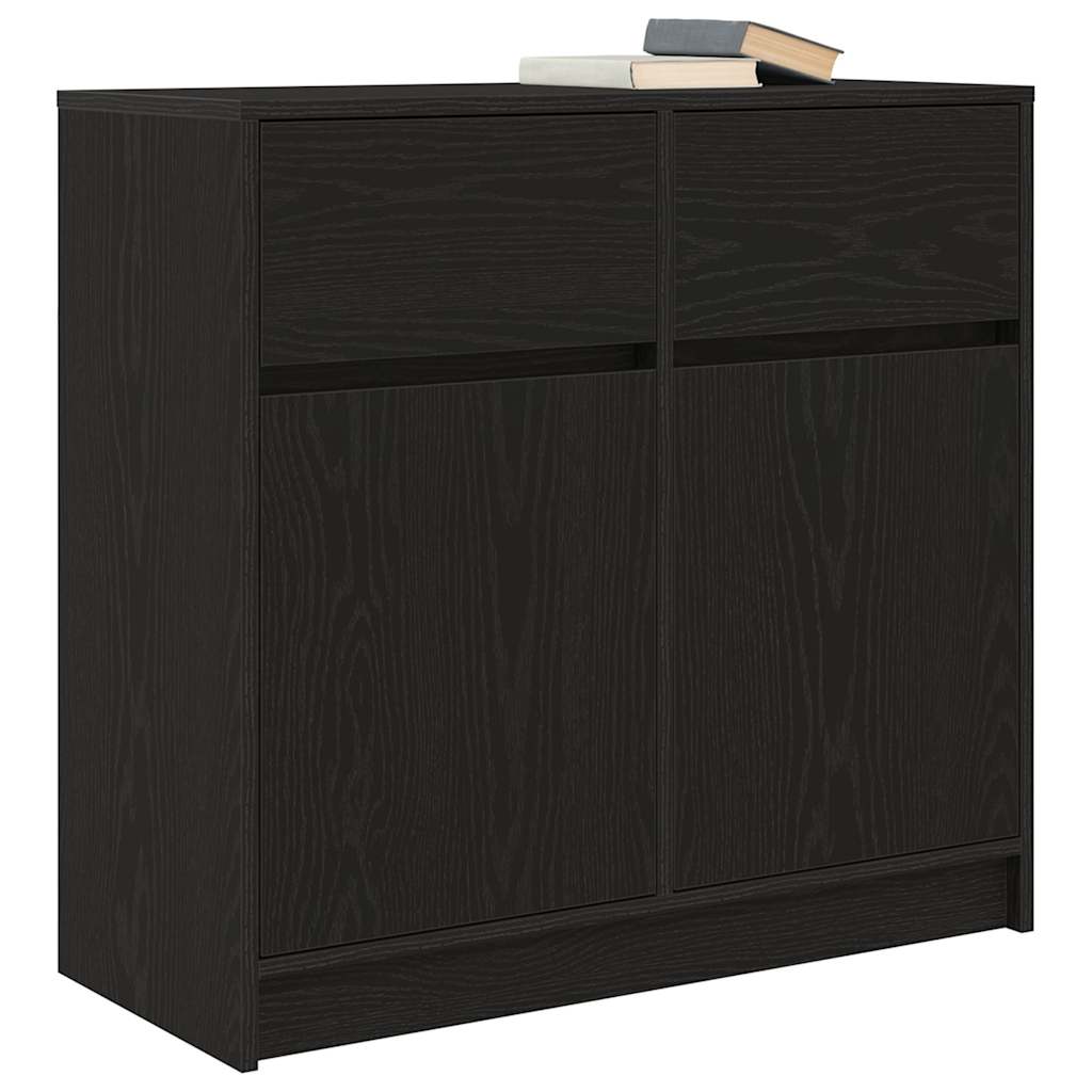 Credenza con Cassetto Rovere Nero 80x34x76 cm Legno Multistrato