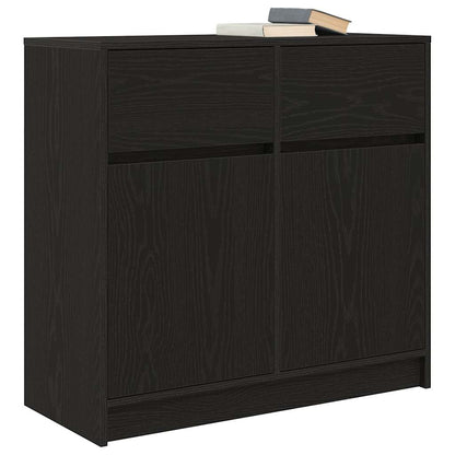 Credenza con Cassetto Rovere Nero 80x34x76 cm Legno Multistrato