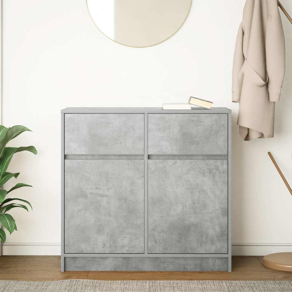 Credenza con Cassetto Grigio Cemento 80x34x76 cm in Truciolato