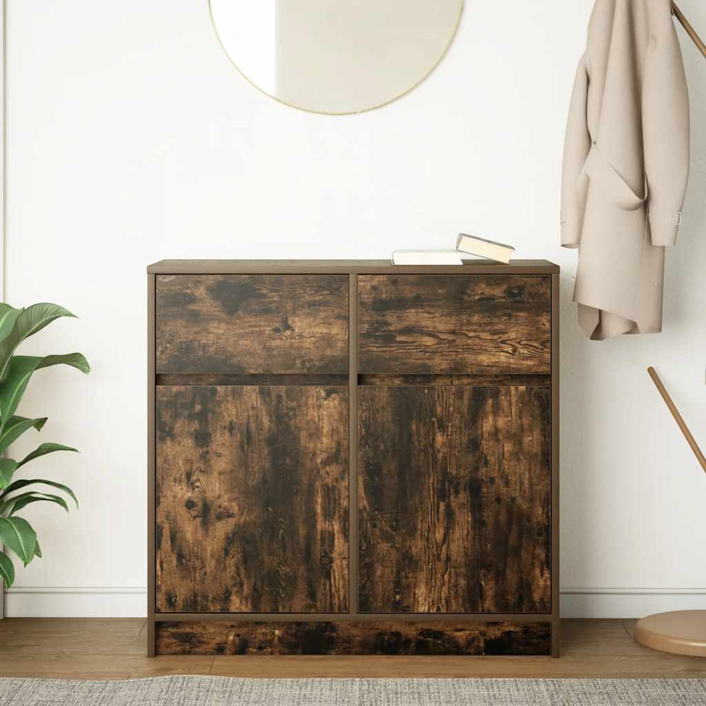 Credenza con Cassetto Rovere Fumo 80x34x76 cm in Truciolato