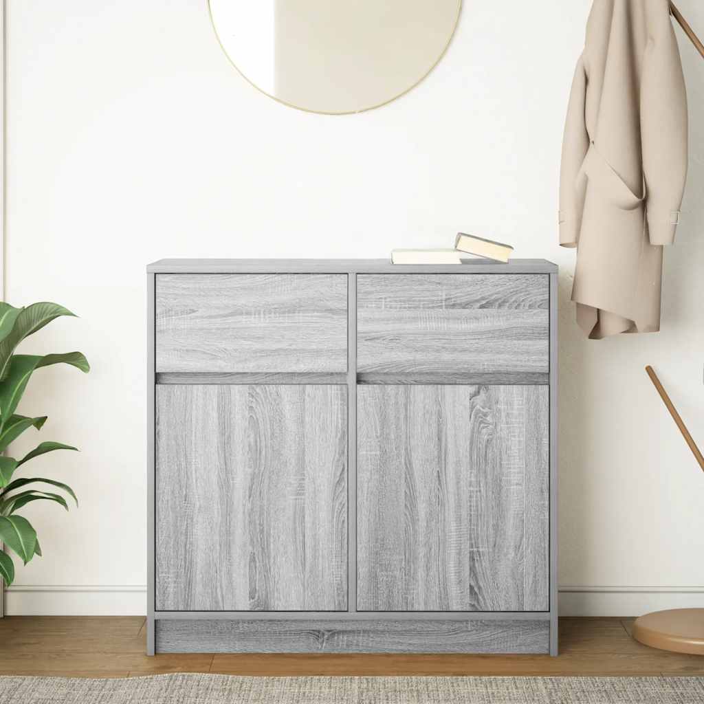 Credenza con Cassetto Grigio Sonoma 80x34x76 cm in Truciolato
