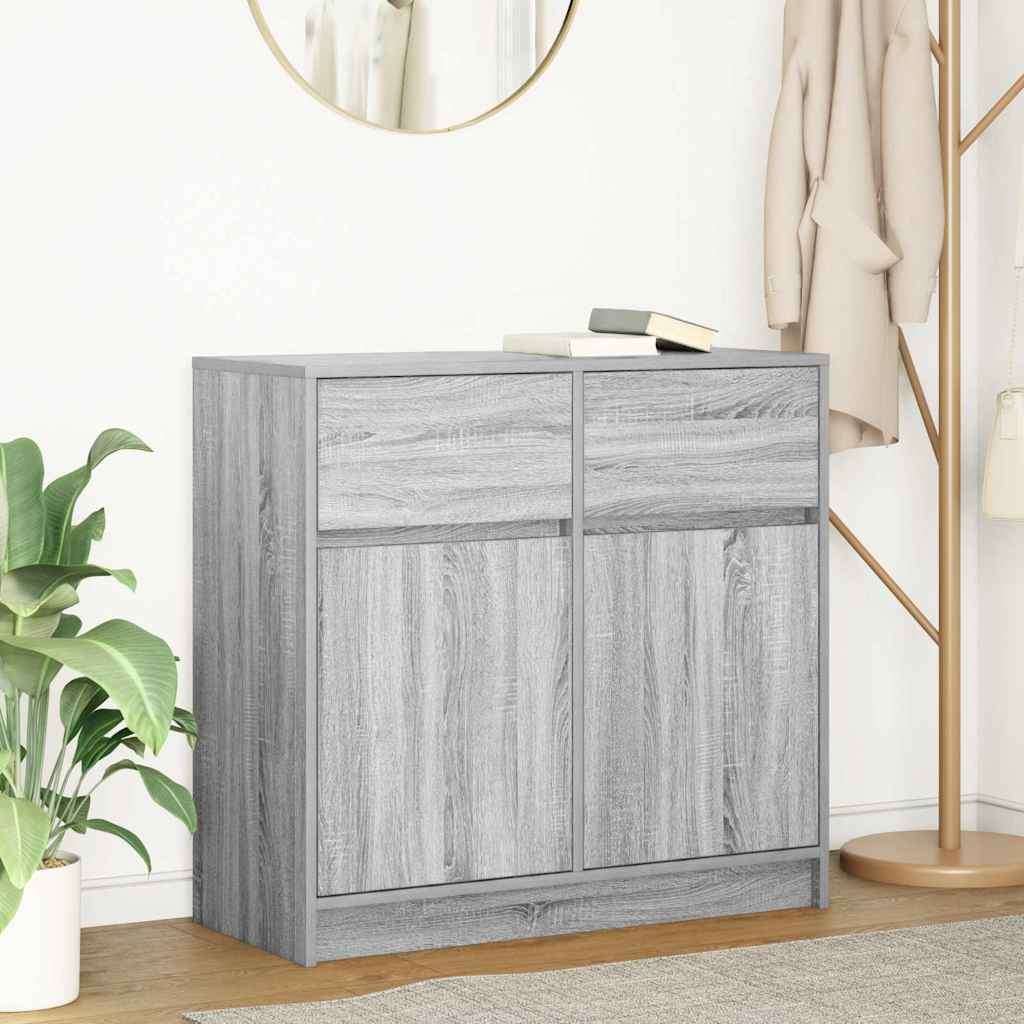 Credenza con Cassetto Grigio Sonoma 80x34x76 cm in Truciolato