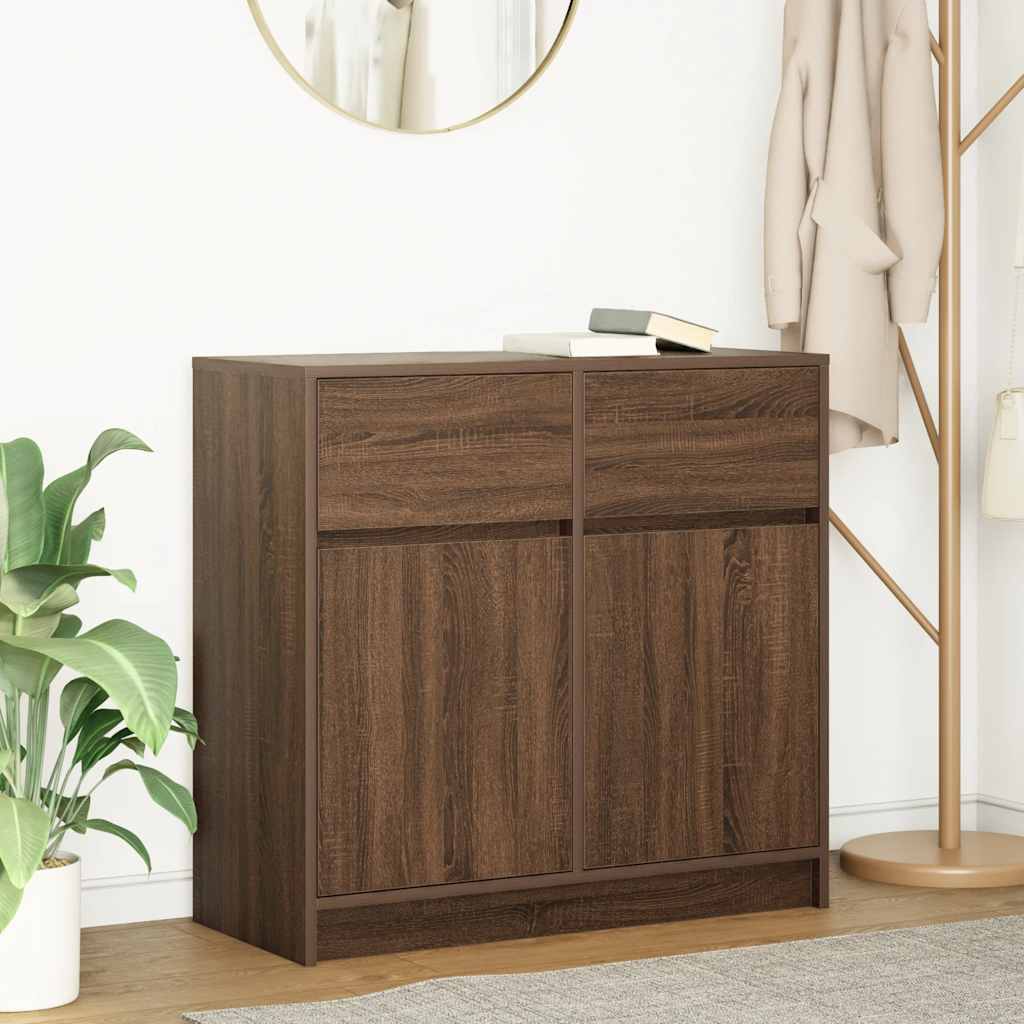 Credenza con Cassetto Rovere Marrone 80x34x76 cm in Truciolato