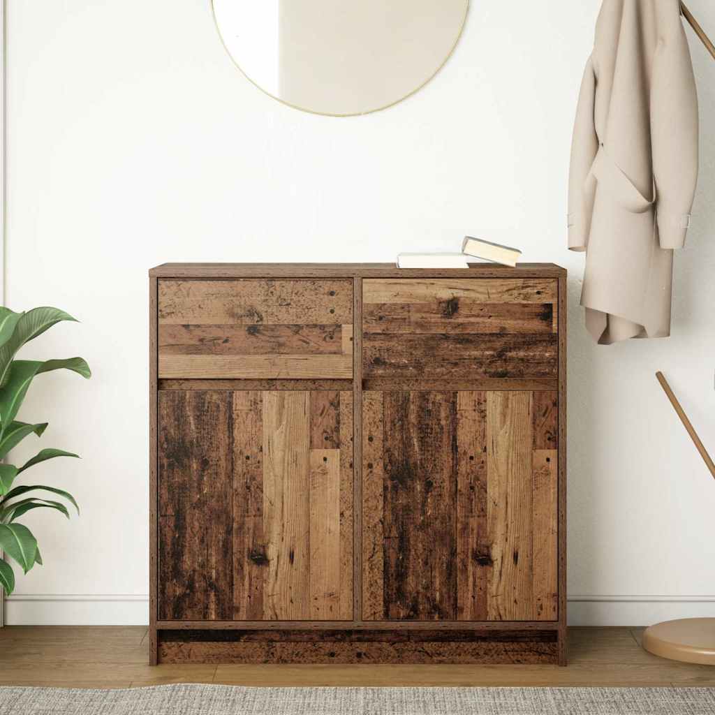 Credenza con Cassetto Legno Antico 80x34x76 cm in Truciolato