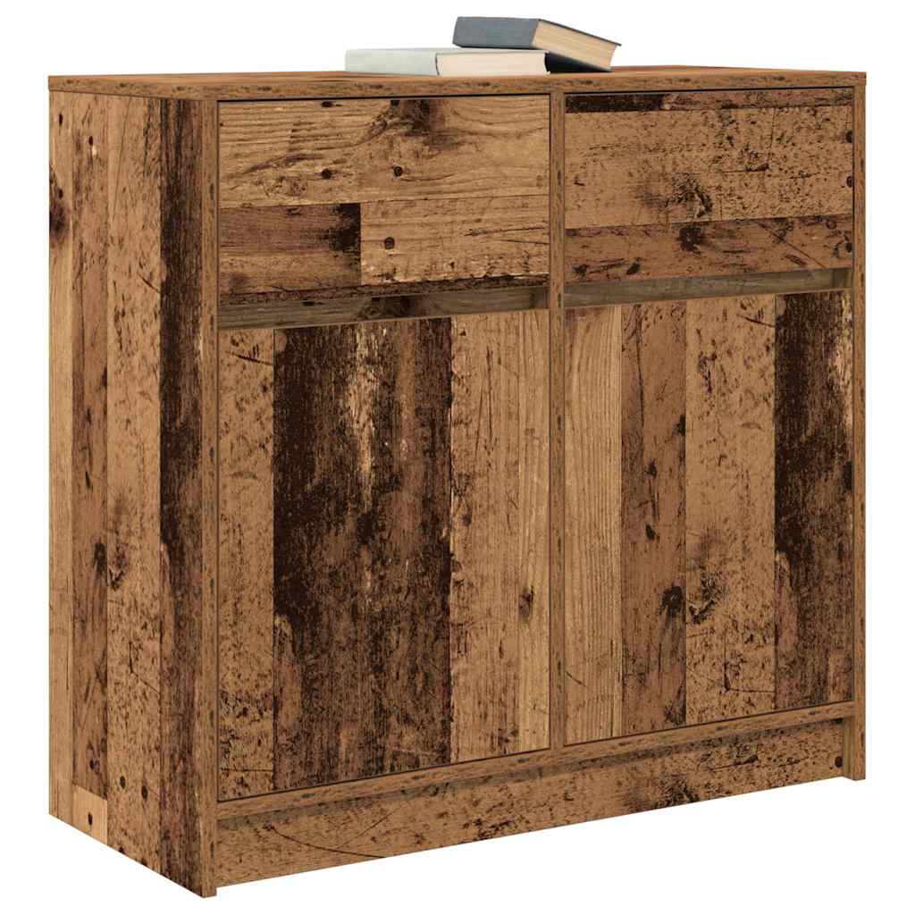 Credenza con Cassetto Legno Antico 80x34x76 cm in Truciolato