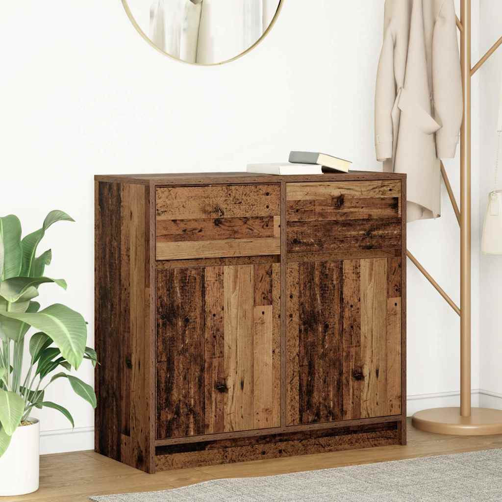 Credenza con Cassetto Legno Antico 80x34x76 cm in Truciolato