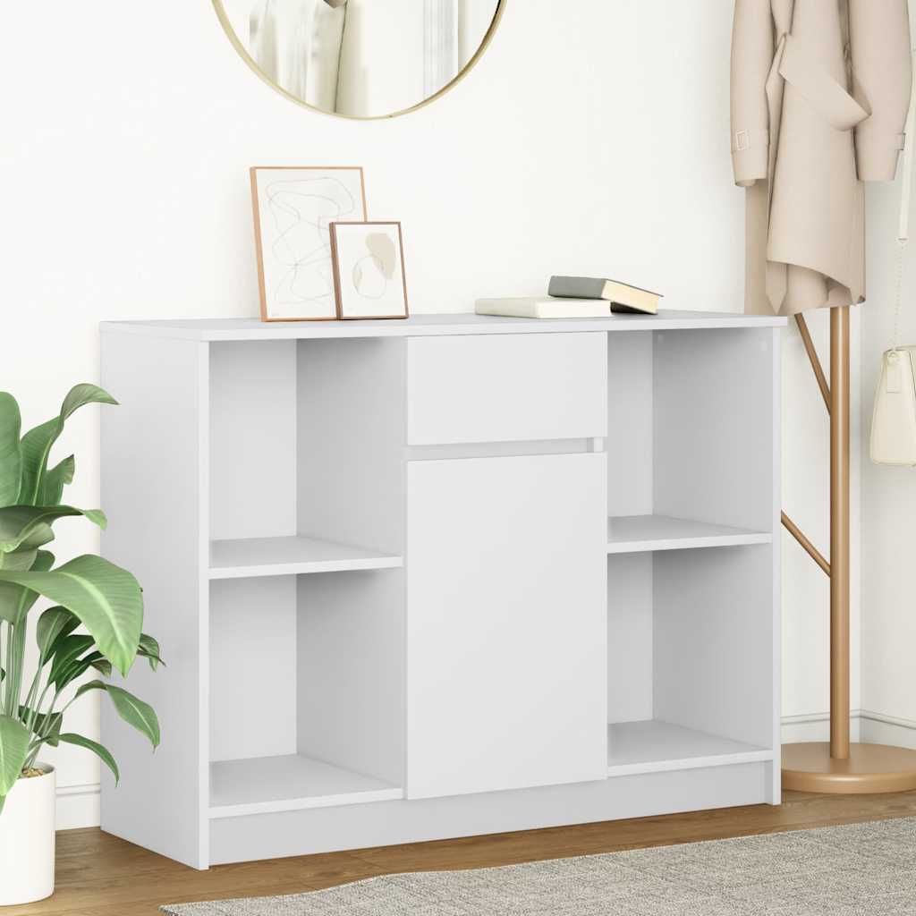 Credenza con Cassetto Bianco 101x35x76 cm in Legno Multistrato