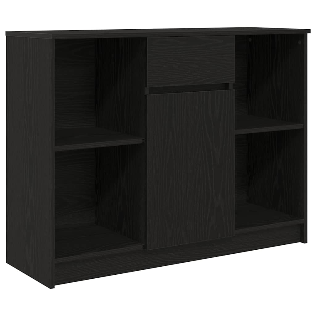 Credenza con Cassetto Rovere Nero 101x35x76cm Legno Multistrato