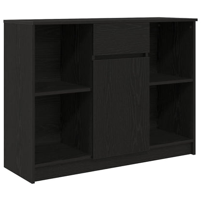 Credenza con Cassetto Rovere Nero 101x35x76cm Legno Multistrato