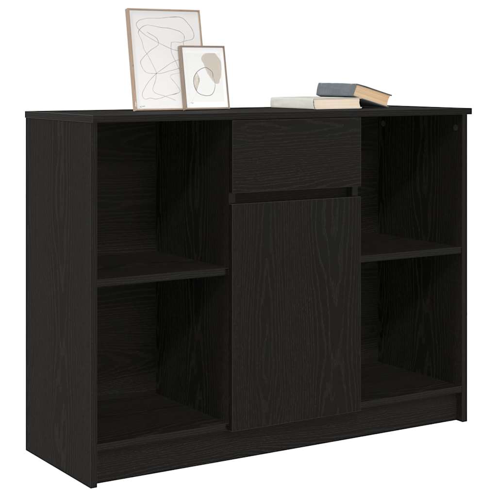 Credenza con Cassetto Rovere Nero 101x35x76cm Legno Multistrato