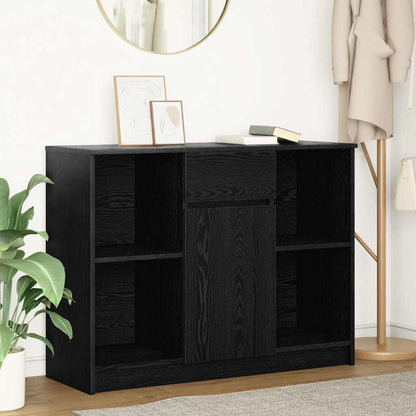 Credenza con Cassetto Rovere Nero 101x35x76cm Legno Multistrato