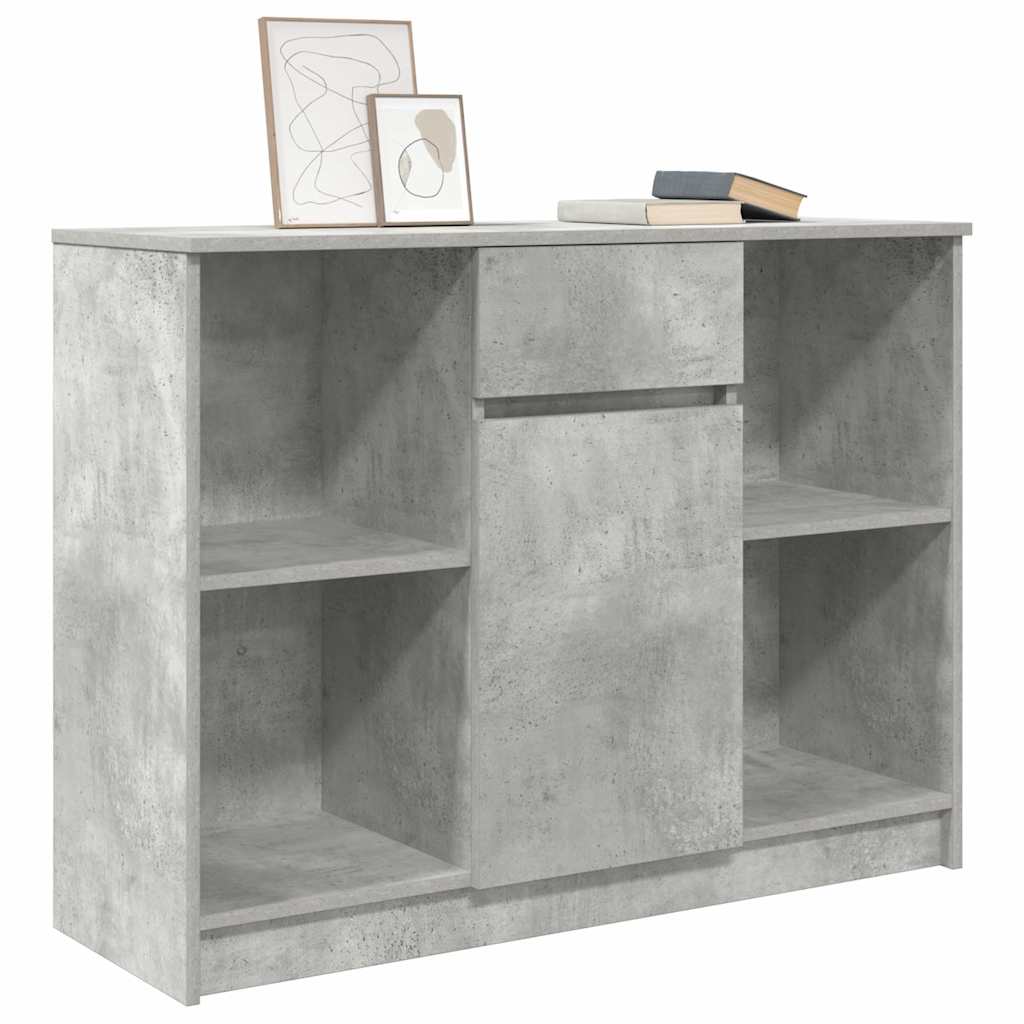Credenza con Cassetto Grigio Cemento 101x35x76 cm in Truciolato