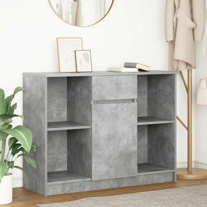 Credenza con Cassetto Grigio Cemento 101x35x76 cm in Truciolato