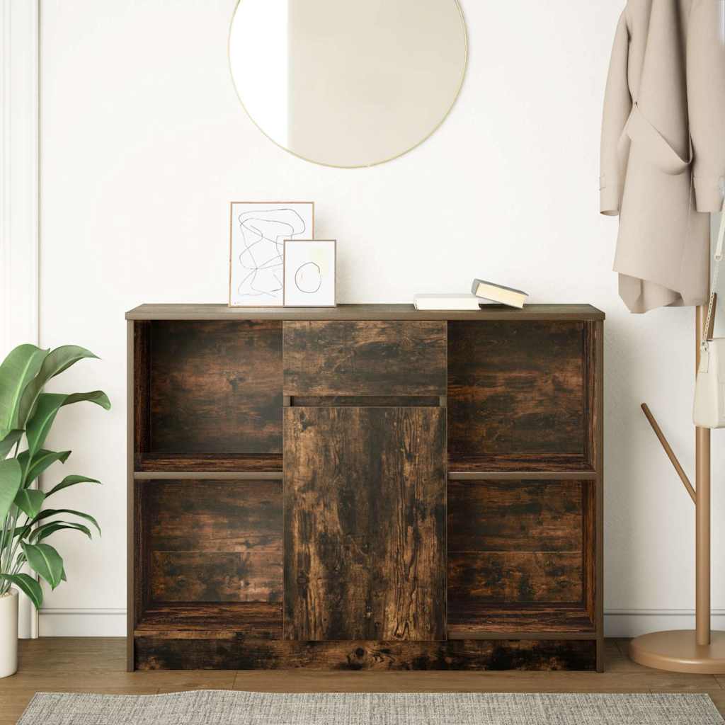 Credenza con Cassetto Rovere Fumo 101x35x76 cm in Truciolato