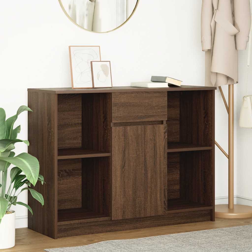 Credenza con Cassetto Rovere Marrone 101x35x76 cm in Truciolato