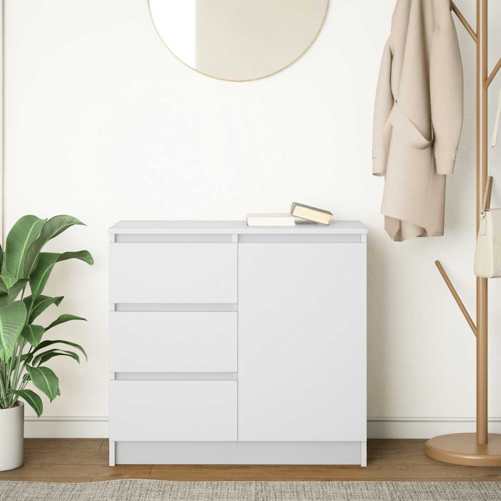 Credenza con Cassetto Bianco 71x35x65 cm in Legno Multistrato