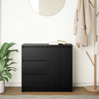 Credenza con Cassetto Rovere Nero 71x35x65 cm Legno Multistrato