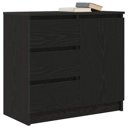 Credenza con Cassetto Rovere Nero 71x35x65 cm Legno Multistrato