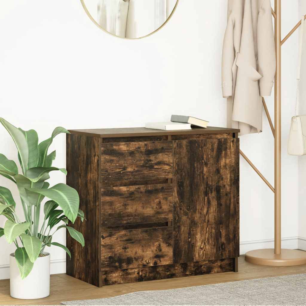 Credenza con Cassetto Rovere Fumo 71x35x65 cm in Truciolato