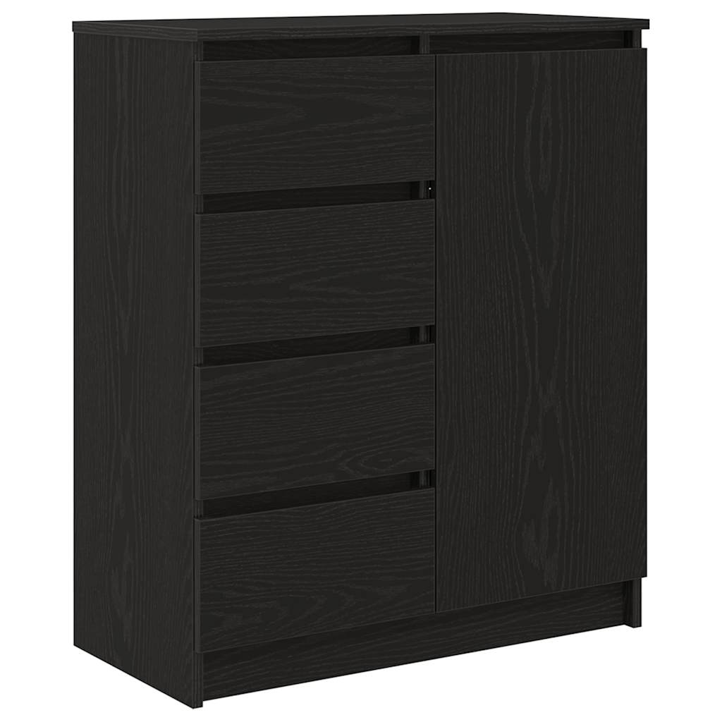 Credenza con Cassetti Rovere Nero 71x35x84 cm Legno Multistrato