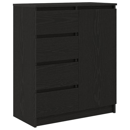 Credenza con Cassetti Rovere Nero 71x35x84 cm Legno Multistrato