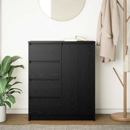 Credenza con Cassetti Rovere Nero 71x35x84 cm Legno Multistrato
