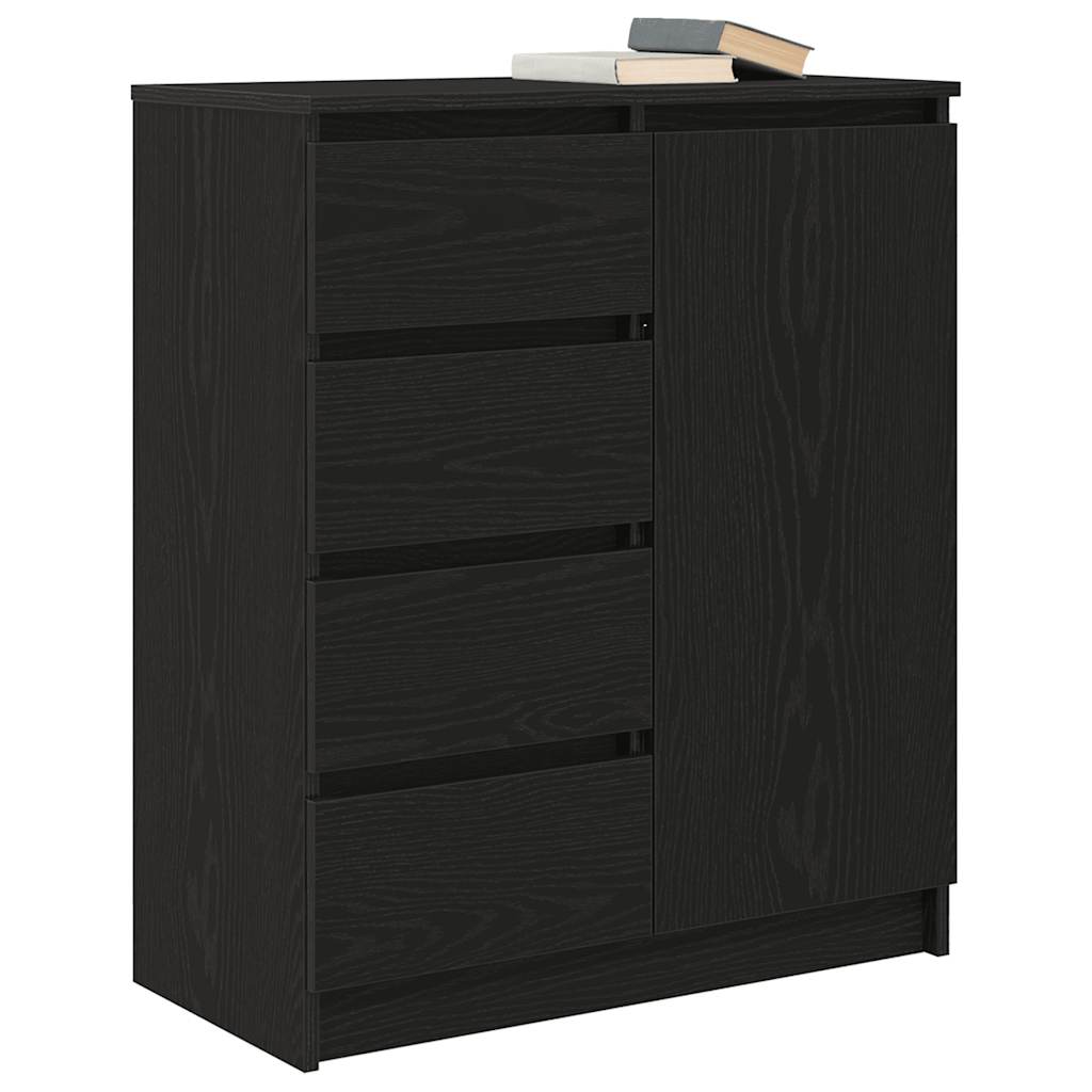Credenza con Cassetti Rovere Nero 71x35x84 cm Legno Multistrato