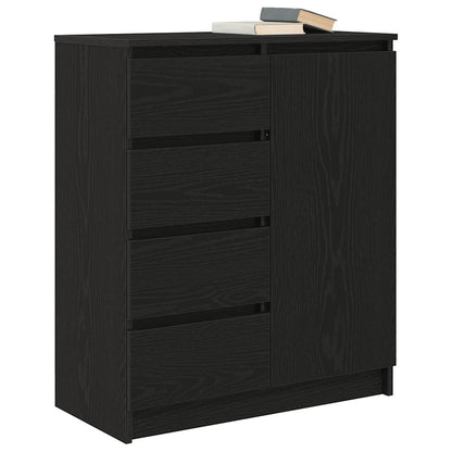 Credenza con Cassetti Rovere Nero 71x35x84 cm Legno Multistrato