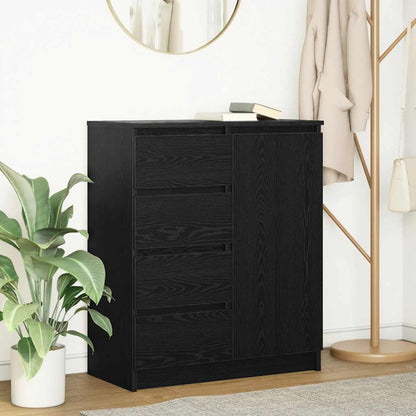 Credenza con Cassetti Rovere Nero 71x35x84 cm Legno Multistrato