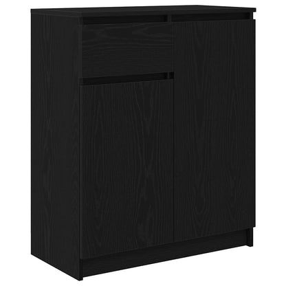 Credenza con Cassetto Rovere Nero 71x35x84 cm Legno Multistrato