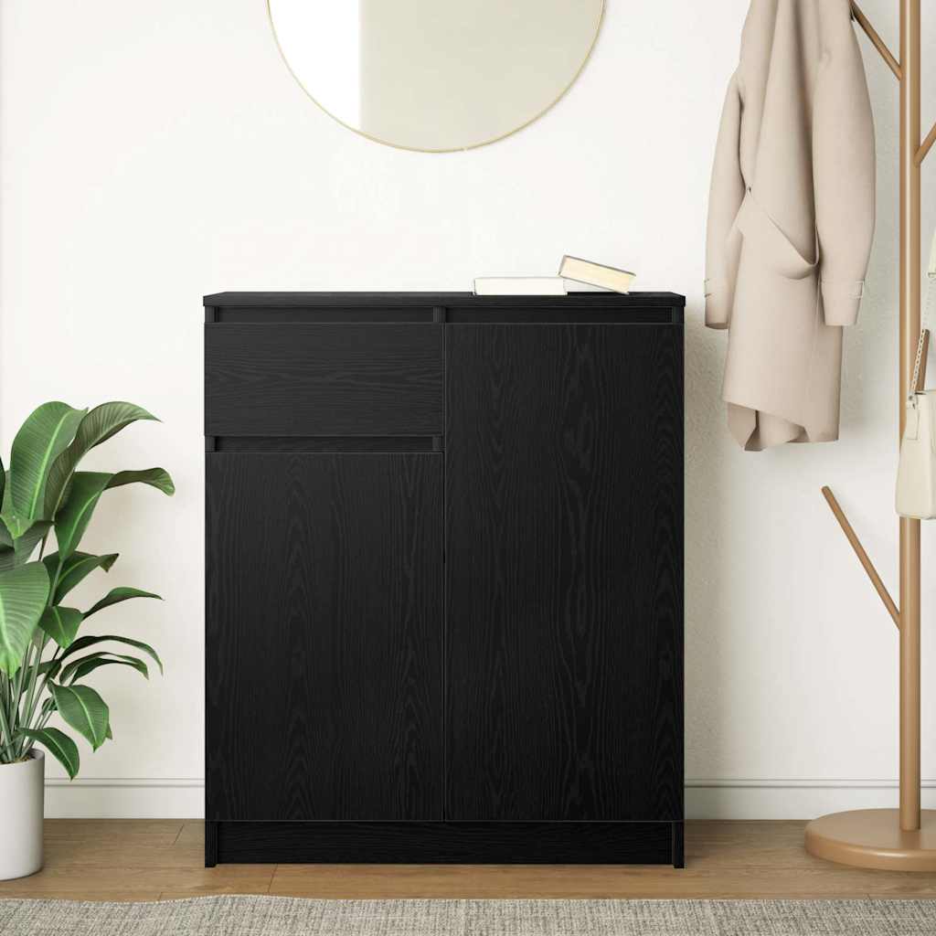 Credenza con Cassetto Rovere Nero 71x35x84 cm Legno Multistrato